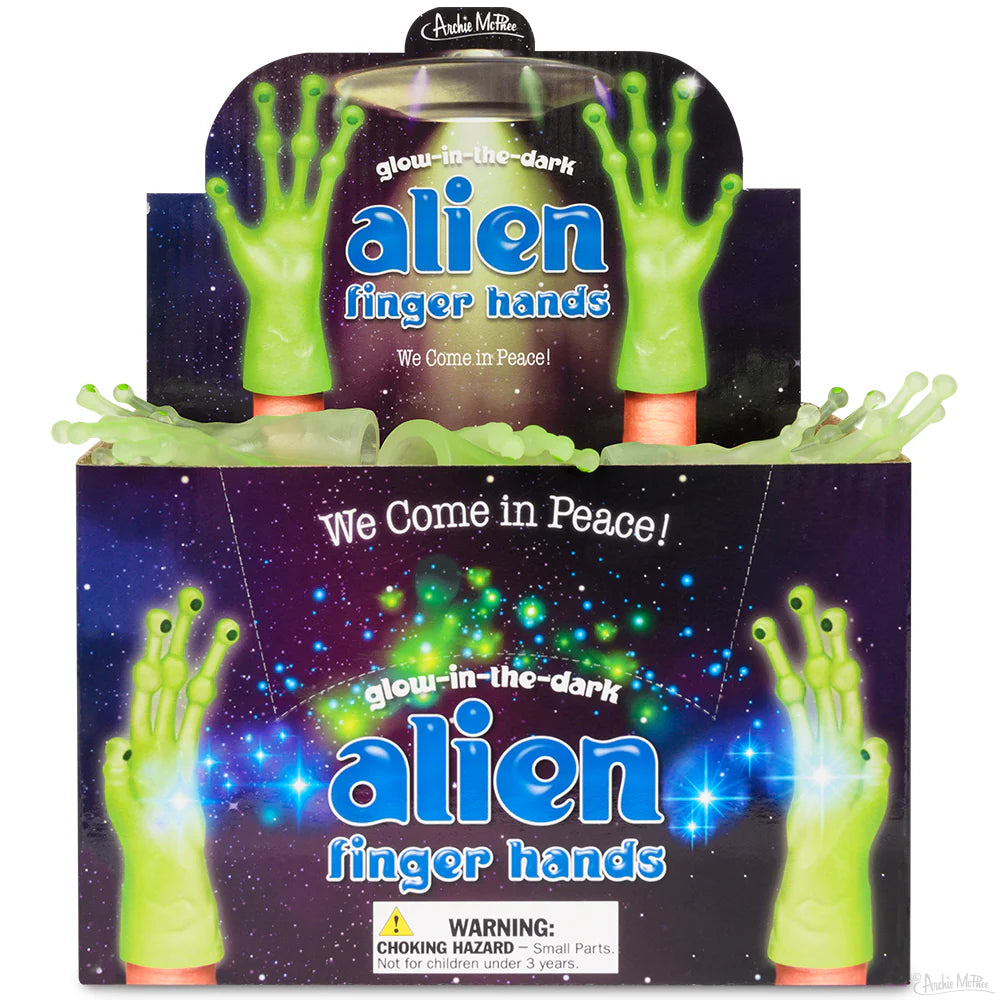 Glow-in-the-Dark Alien Finger Hands Bulk Box