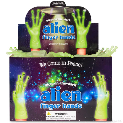Glow-in-the-Dark Alien Finger Hands Bulk Box