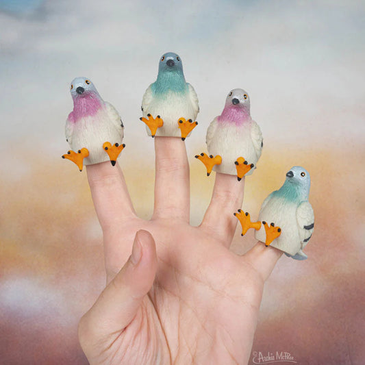 Finger Pigeons - Set of 4  Pigeon Finger Puppets
